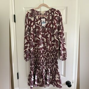 Michael Kors Red and White Paisley Blouse